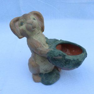 vintage rabbit bunny planter ceramic figurine spring easter window sitter unmark